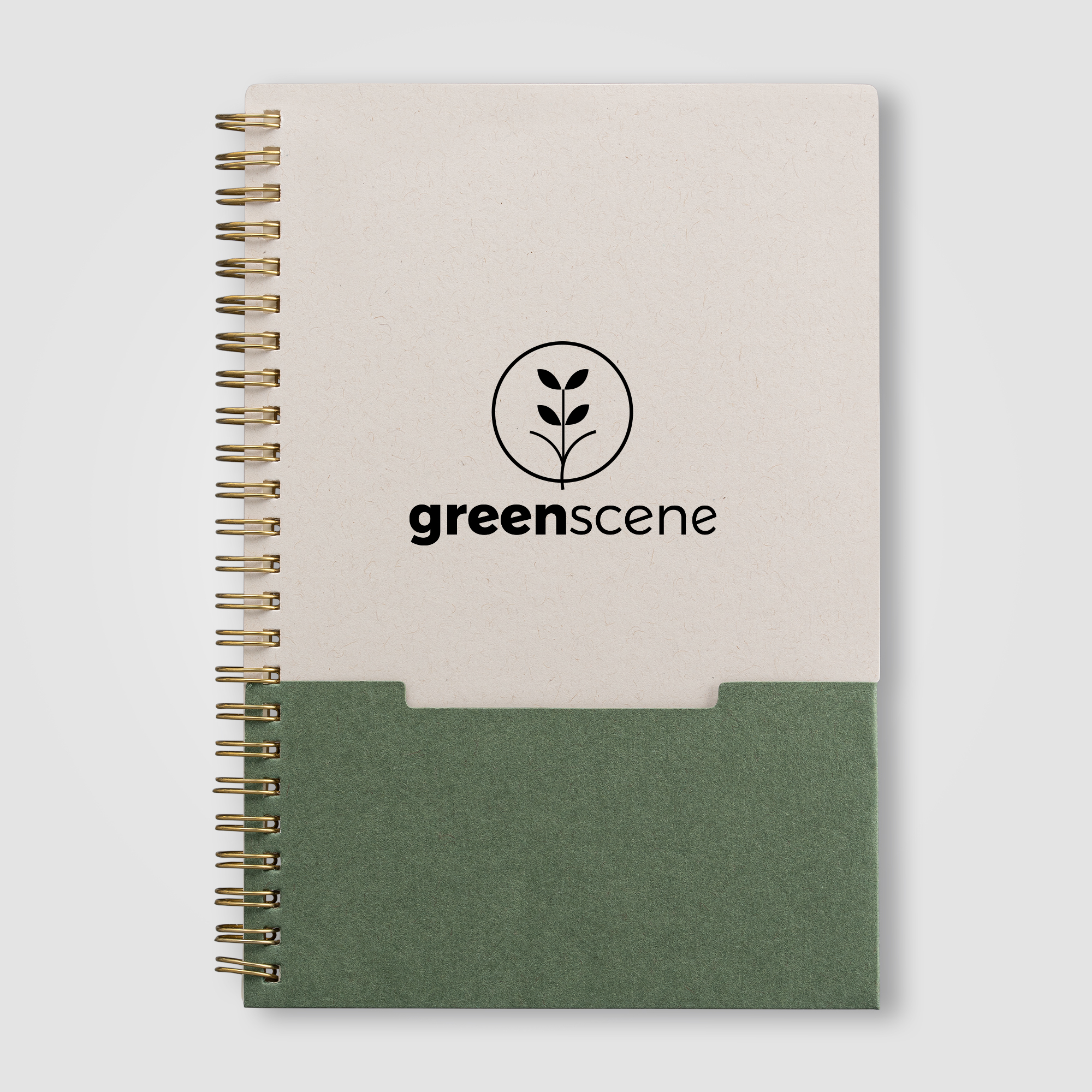 Carnet A5 à spirales en coton recyclé personnalisable Lino Vert 